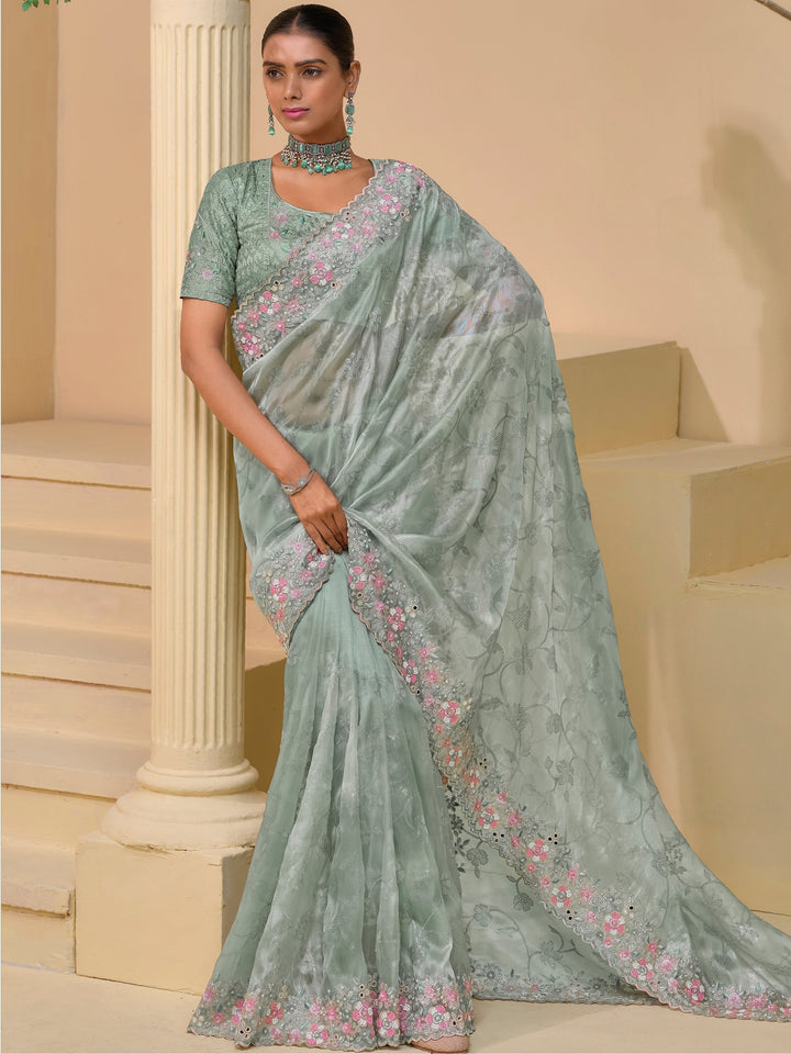 Vibrant color luxurious fabric exclusive attire crafted for elegance and style.