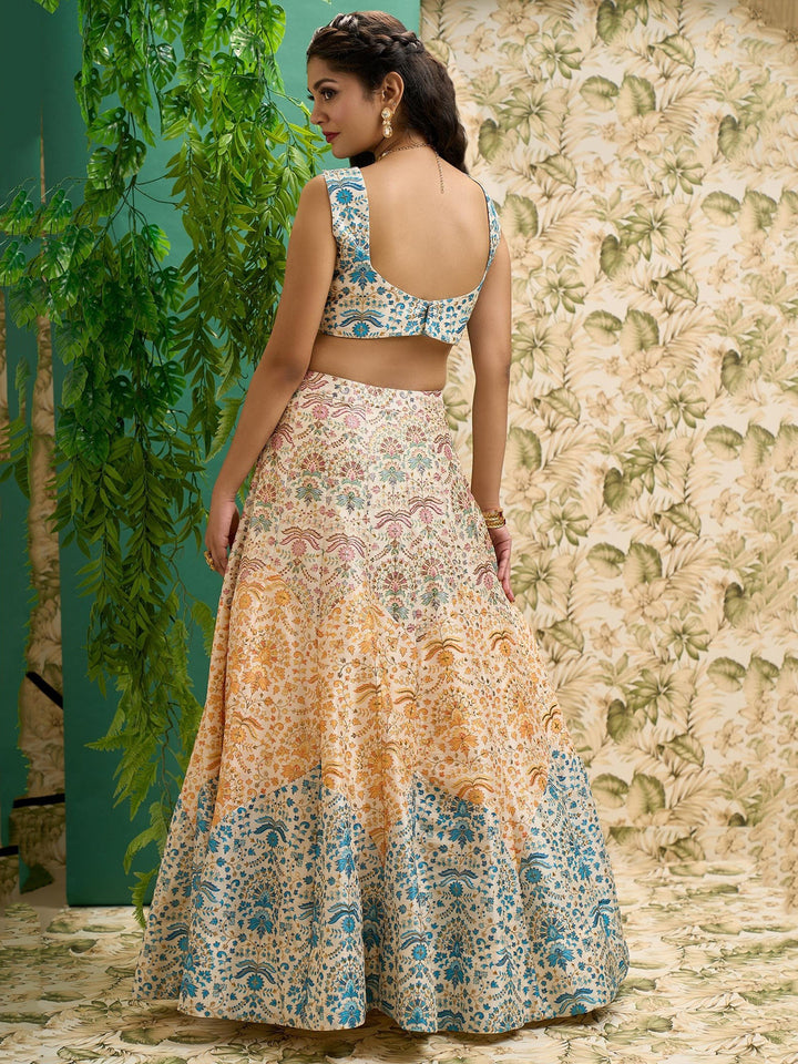 Exquisite Off-White Lehenga | Digital Prints & Embroidered Bridal Set