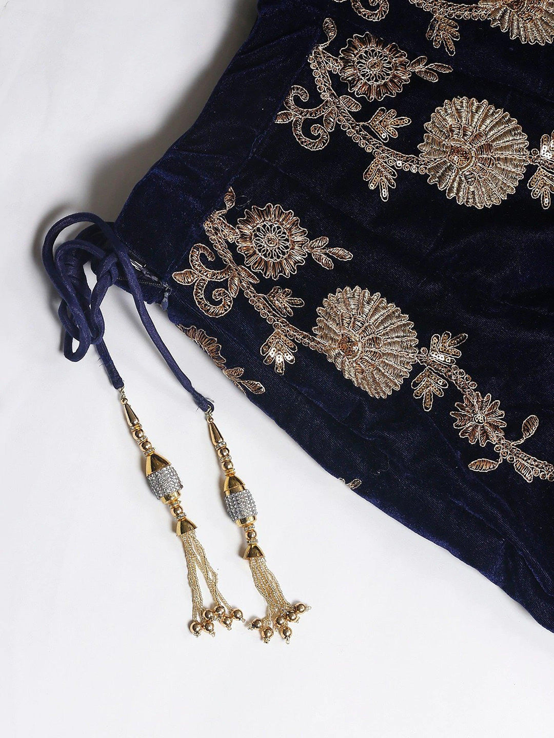 Stunning Navy Blue Party Wear Lehenga | Embroidered Velvet Choli