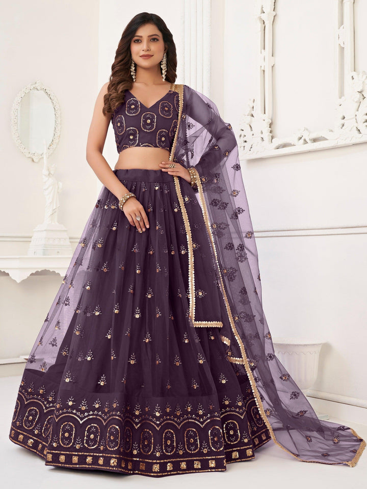 Ravishing Dark Purple Lehenga | Choli with Intricate Sequin & Thread Work