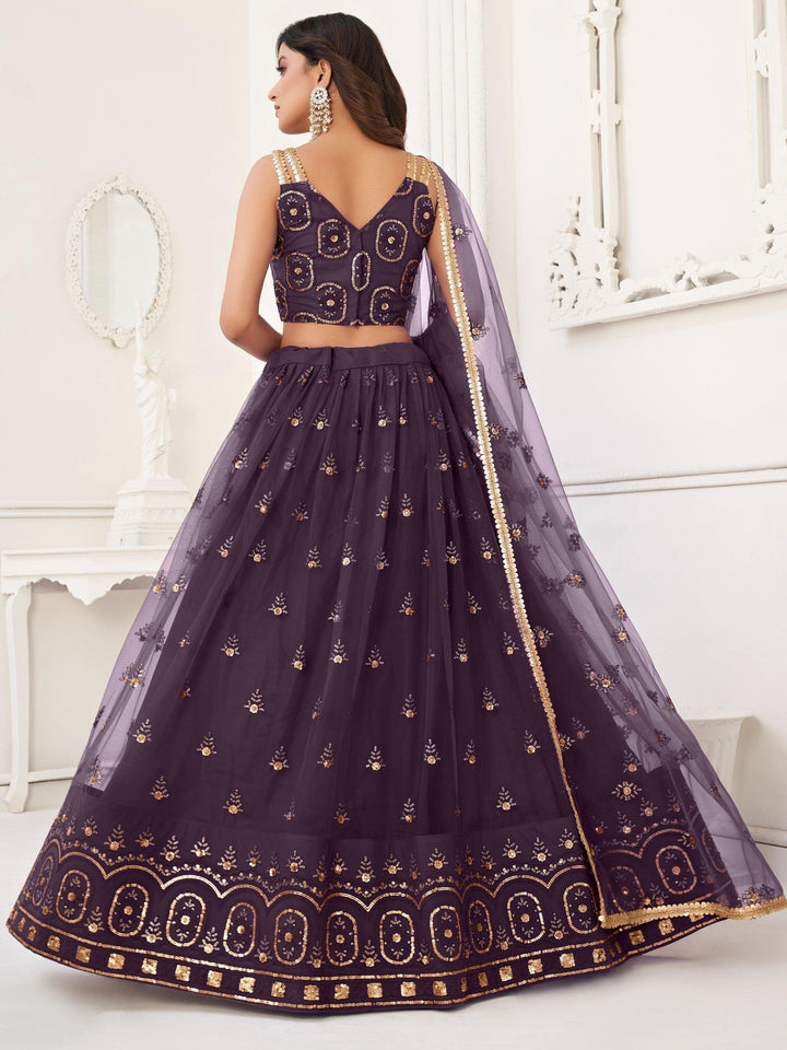 Ravishing Dark Purple Lehenga | Choli with Intricate Sequin & Thread Work