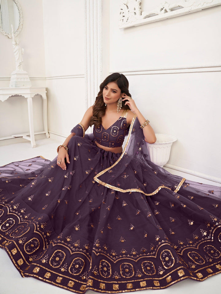 Ravishing Dark Purple Lehenga | Choli with Intricate Sequin & Thread Work