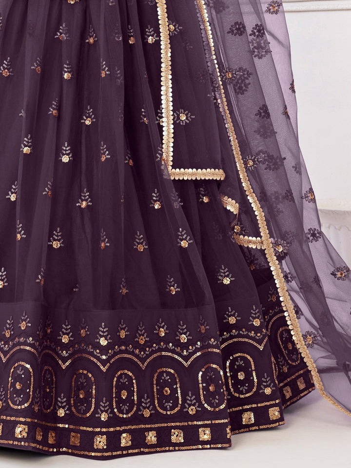 Ravishing Dark Purple Lehenga | Choli with Intricate Sequin & Thread Work