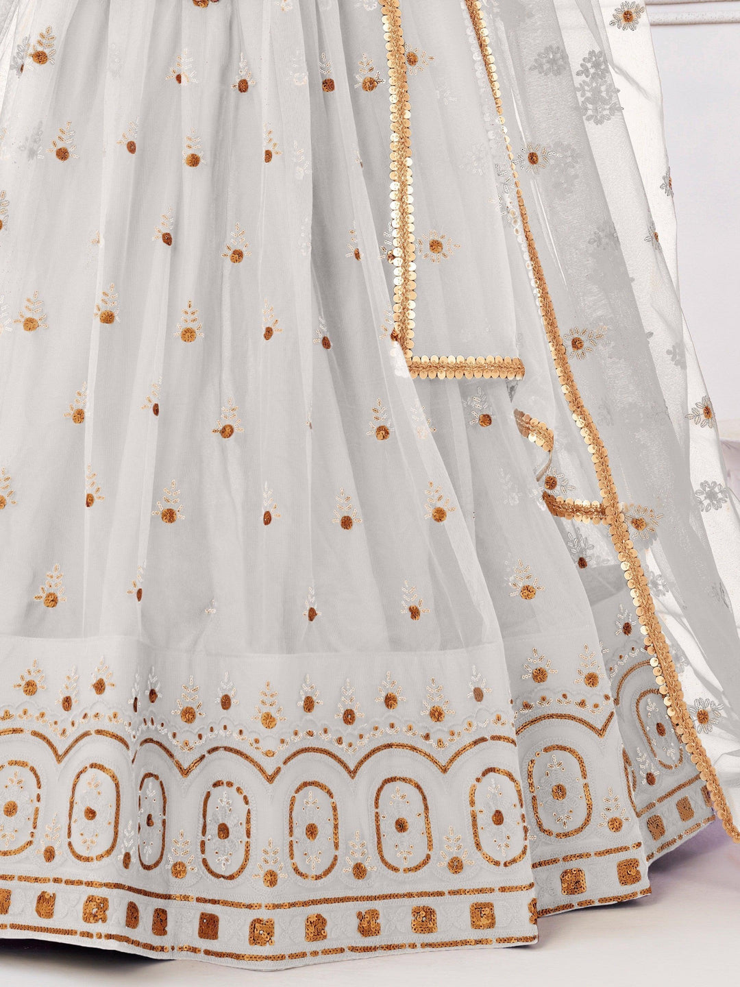 Timeless White Sequin Net Lehenga Choli | Ideal for Special Celebrations