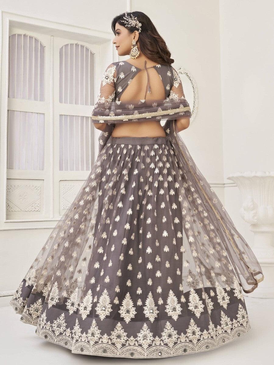 Unbelievable Grey Sequins Net Lehenga | Wedding & Reception Choli Set