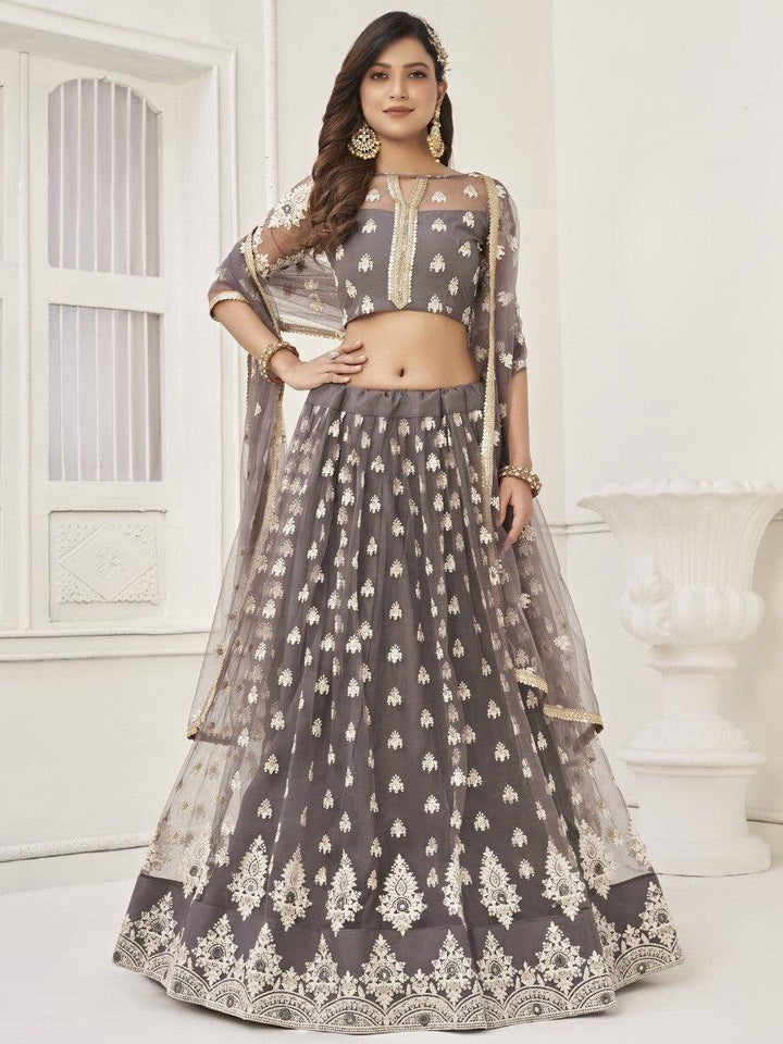 Unbelievable Grey Sequins Net Lehenga | Wedding & Reception Choli Set