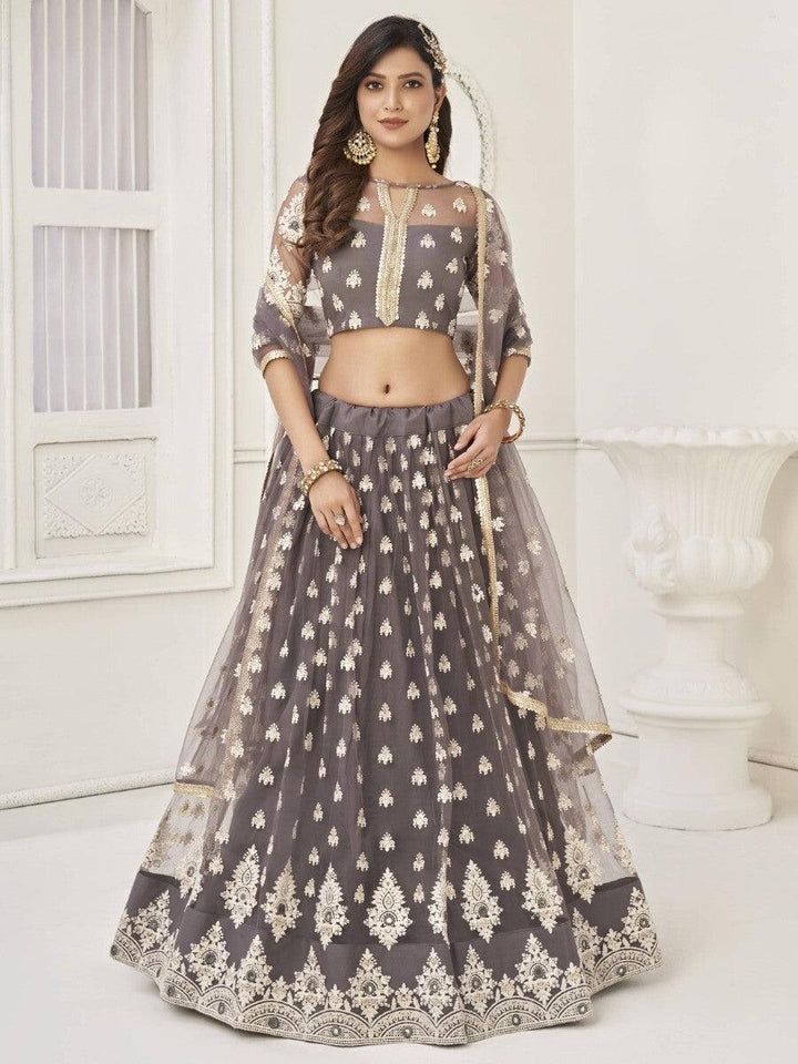 Unbelievable Grey Sequins Net Lehenga | Wedding & Reception Choli Set