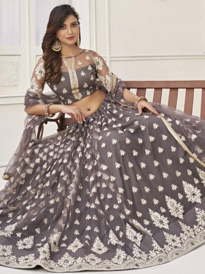 Unbelievable Grey Sequins Net Lehenga | Wedding & Reception Choli Set