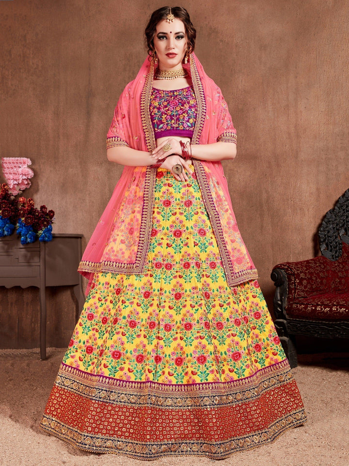 Lovely Yellow Bridal Lehenga | Traditional Embroidered Lehenga Choli