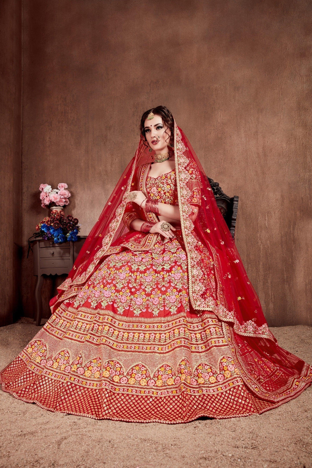 Flattering Red Bridal Lehenga | Designer Lehenga Choli Set for Women