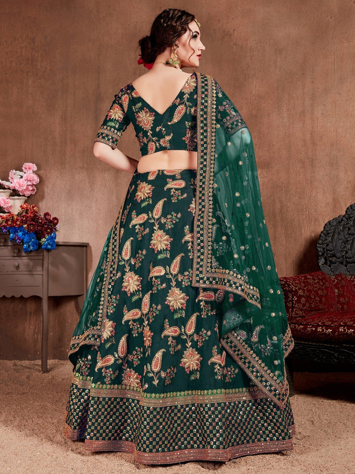 Embroidered Dark Green Lehenga | Bridal Lehenga Choli for Wedding Day