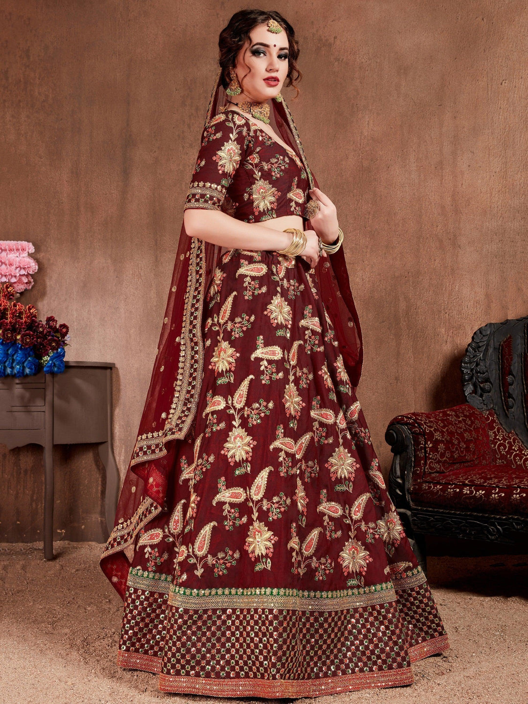 Timeless Dark Maroon Bridal Lehenga | Designer Lehenga Choli Set