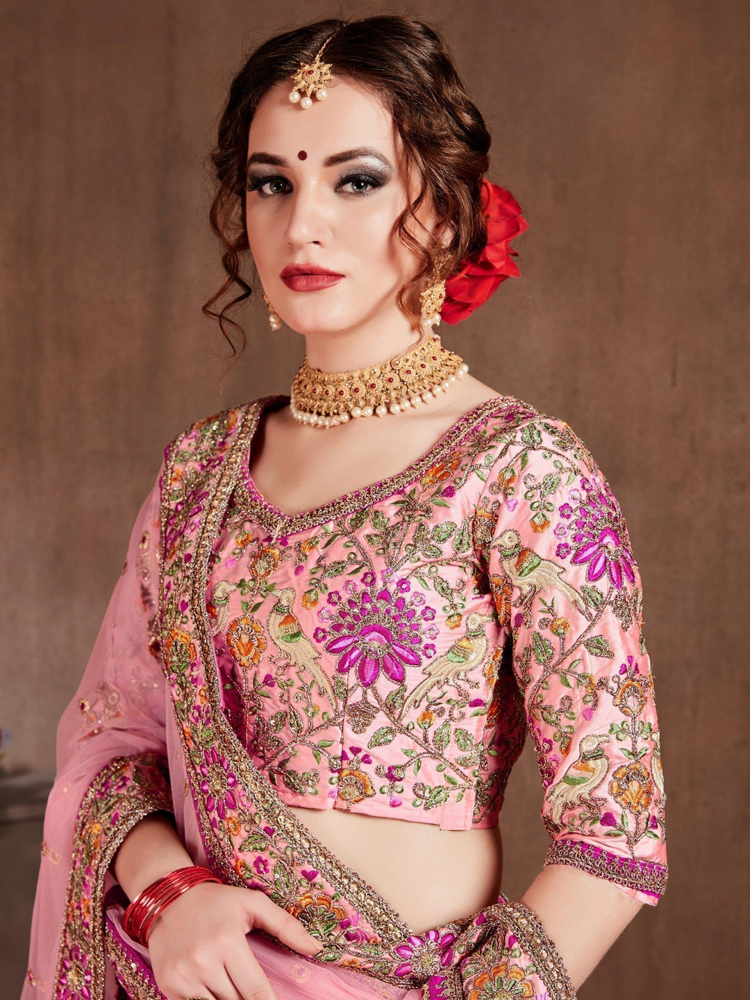 Soft Pastel Pink Bridal Lehenga | Designer Embroidered Lehenga Choli