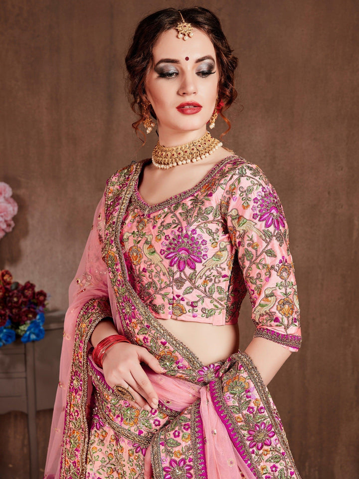 Soft Pastel Pink Bridal Lehenga | Designer Embroidered Lehenga Choli