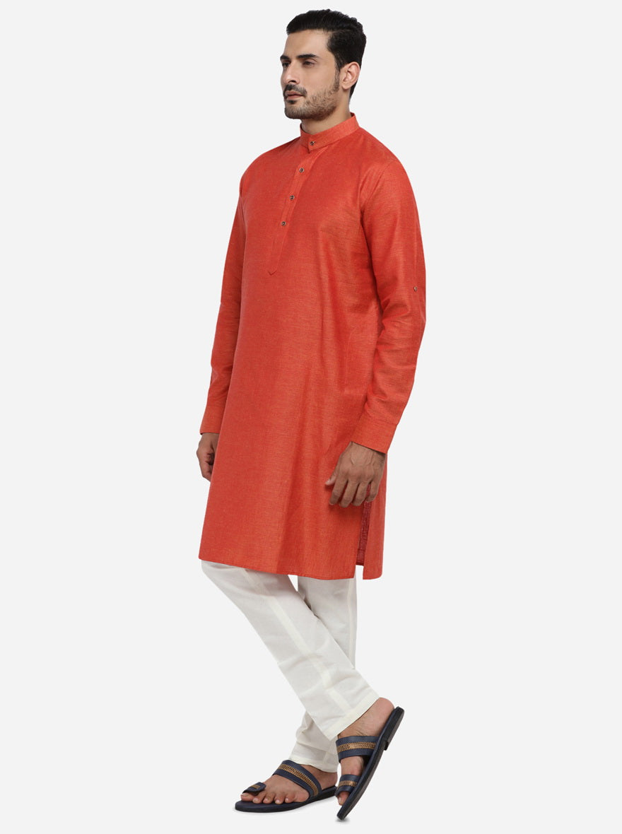 Comfortable rust kurta pajama for men, designed for special occasions.