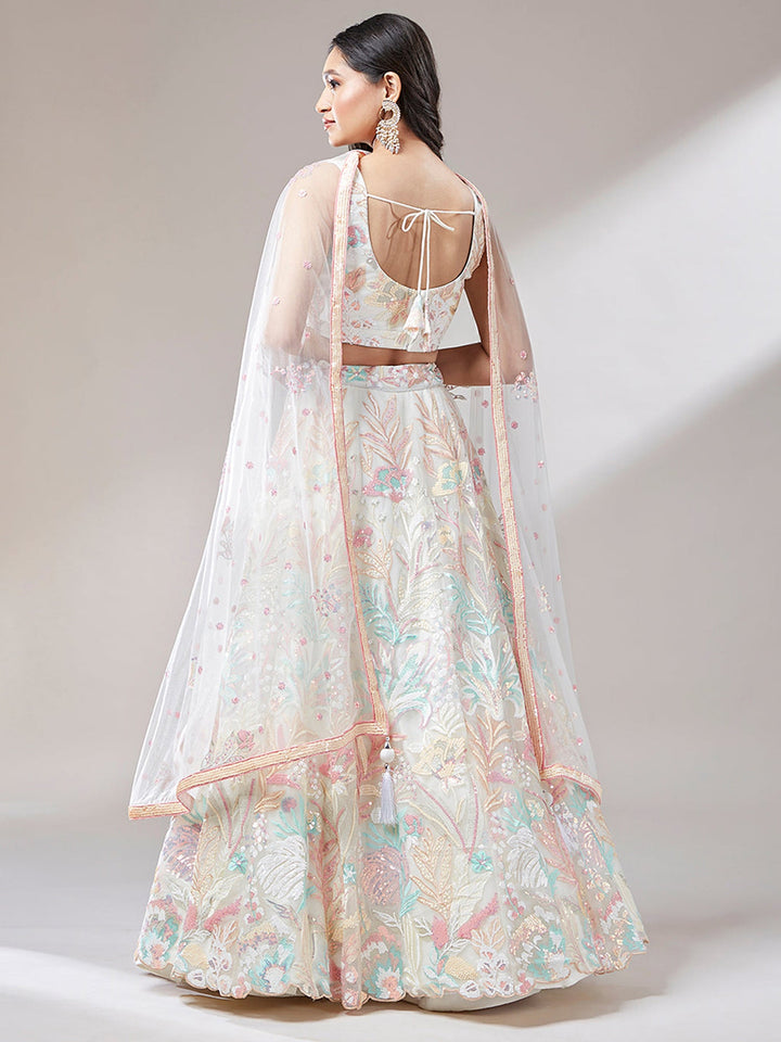 Lovely White Lehenga | Semi-Stitched Lehenga with Matching Blouse