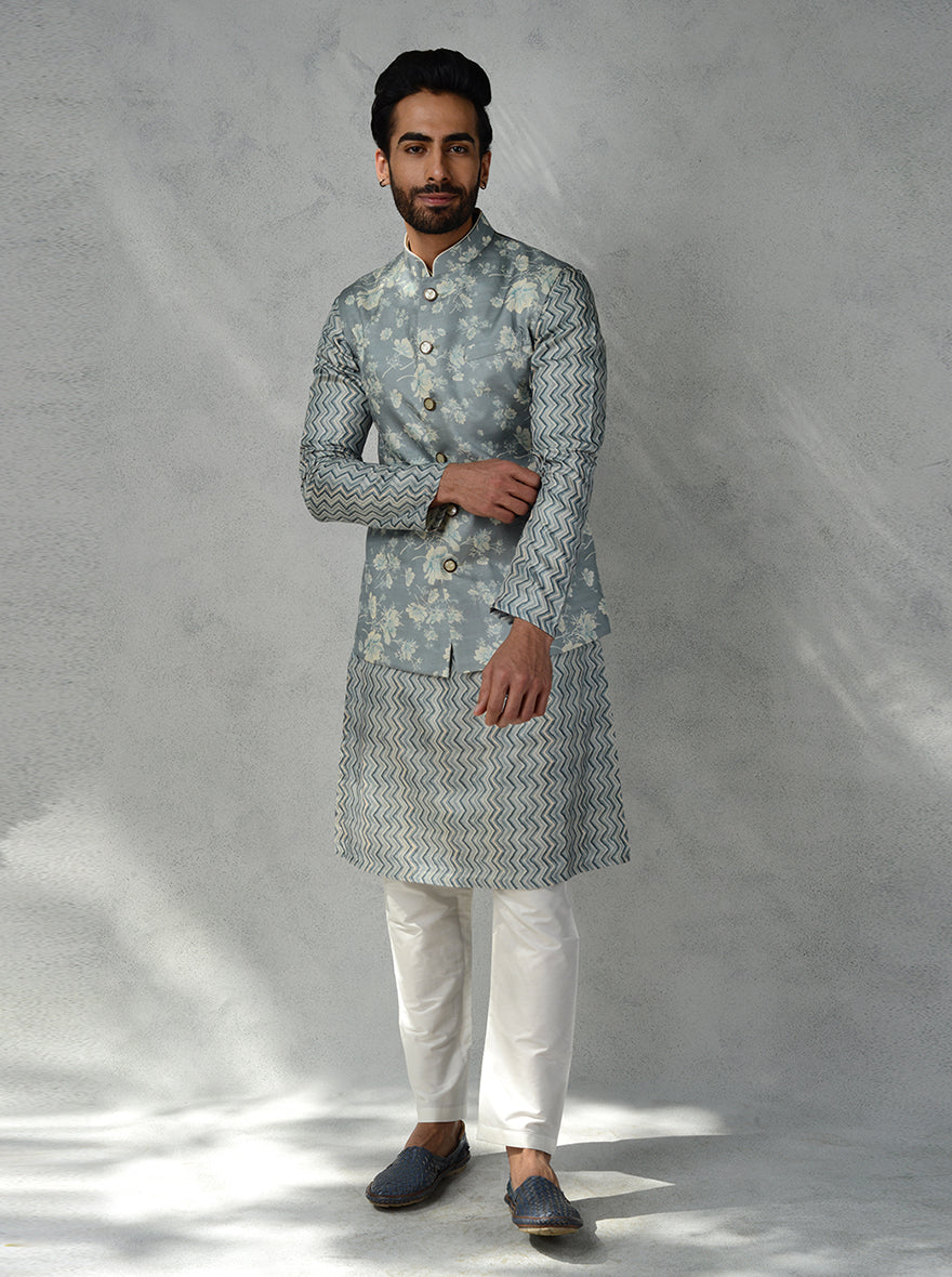 Mint Green Bandhgala Jacket | Classy Look for Modern Men