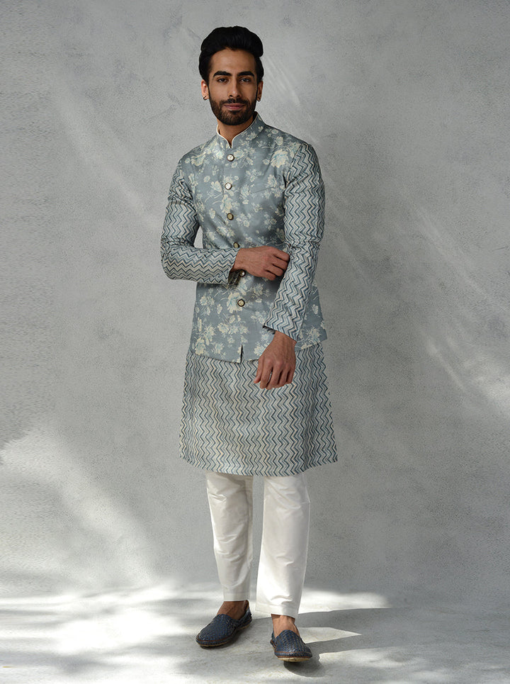 Mint Green Bandhgala Jacket | Classy Look for Modern Men