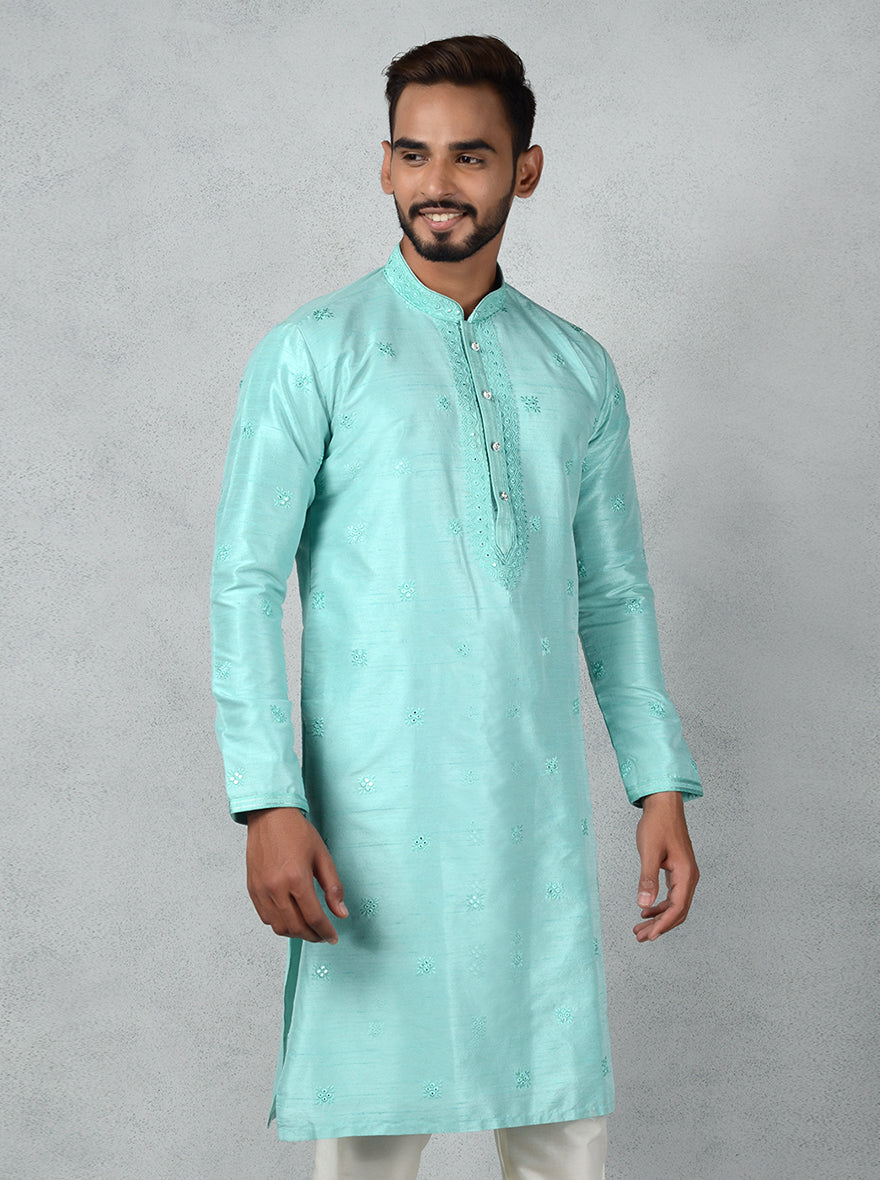 This green kurta pajama set combines tradition with contemporary elegance.