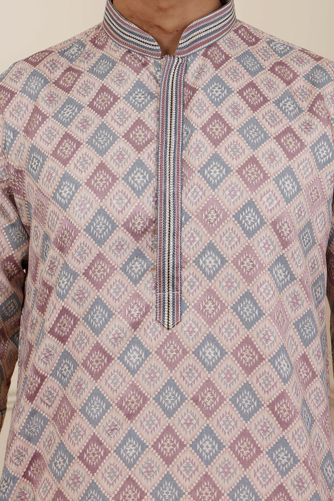 Elegant Men's Kurta | Unique Floral Diamond Design for Celebrations