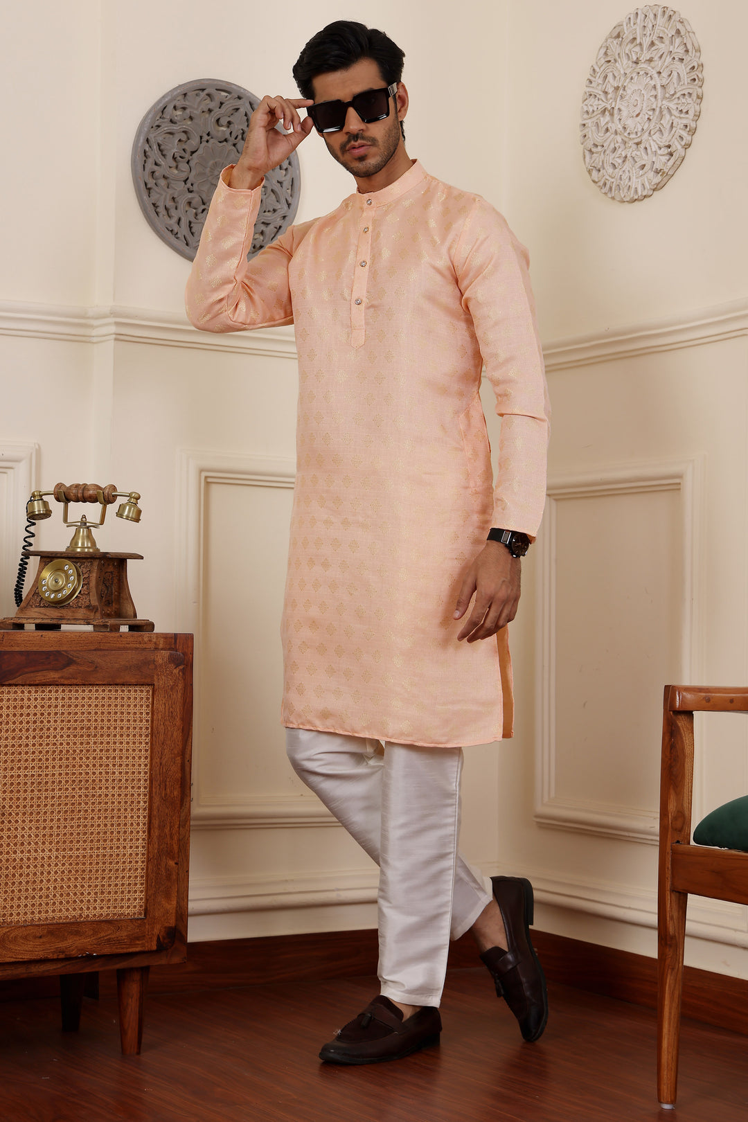 Sophisticated Kurta for Men | Subtle Motifs and Stylish Detailing for Gatherings