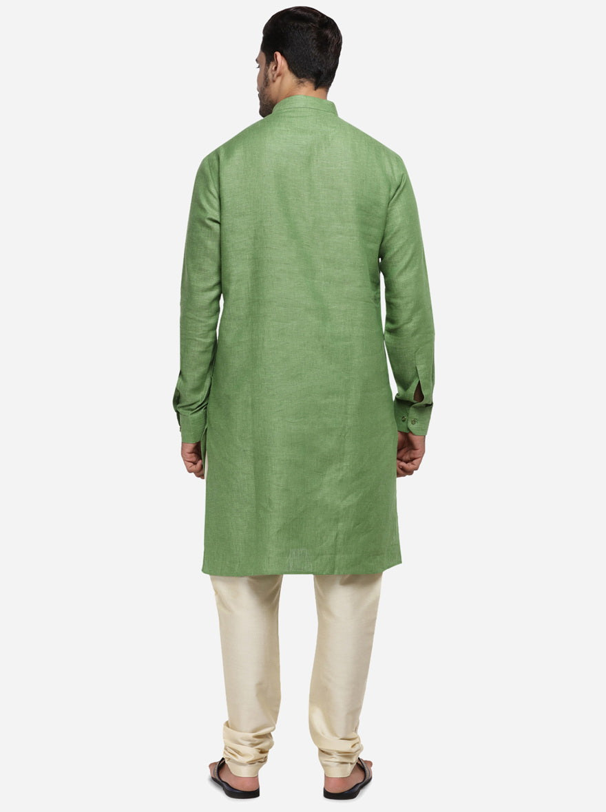 Comfortable green kurta pajama for men, ideal for cultural occasions.