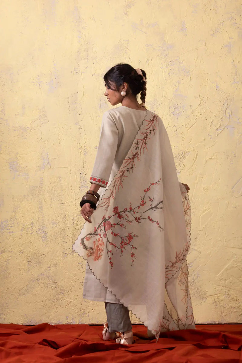 PAYAL Beige Kurta Suit Set with Stunning Sky Print Design - Payal