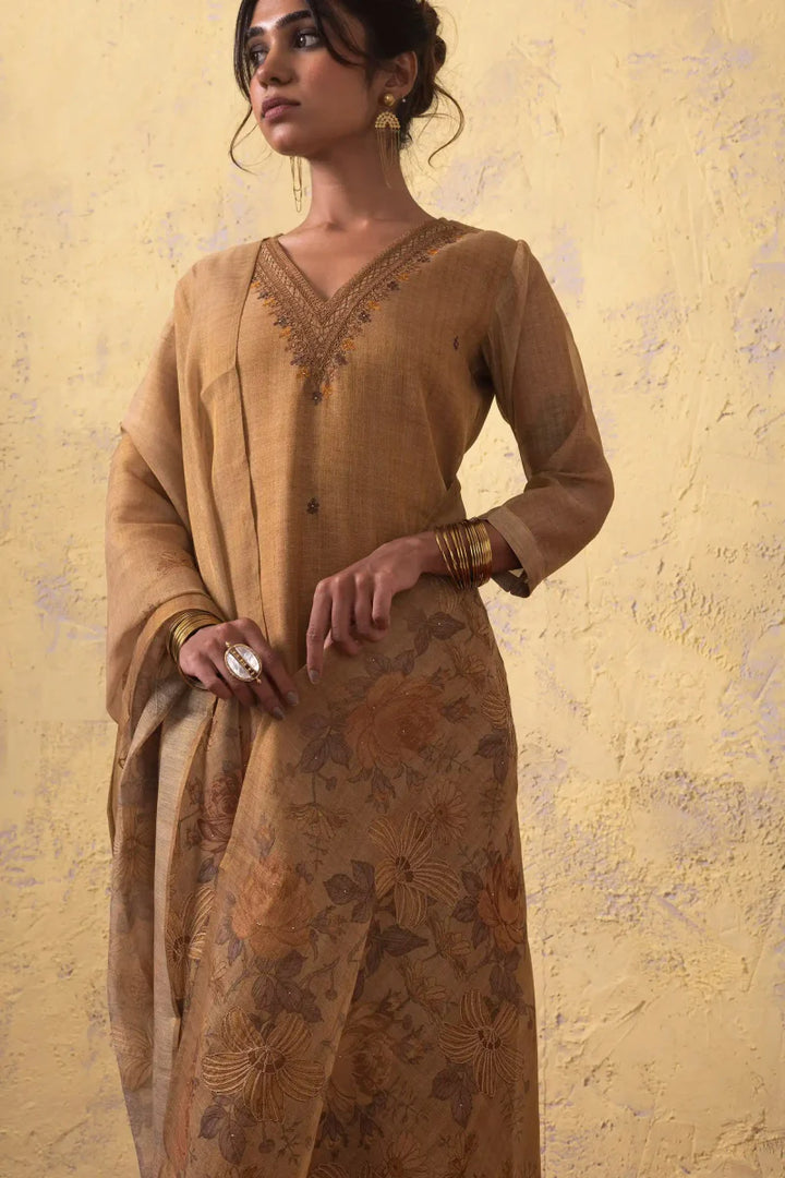 PAYAL Dijon Yellow Kurta Suit Set with Aari Embroidery - Payal