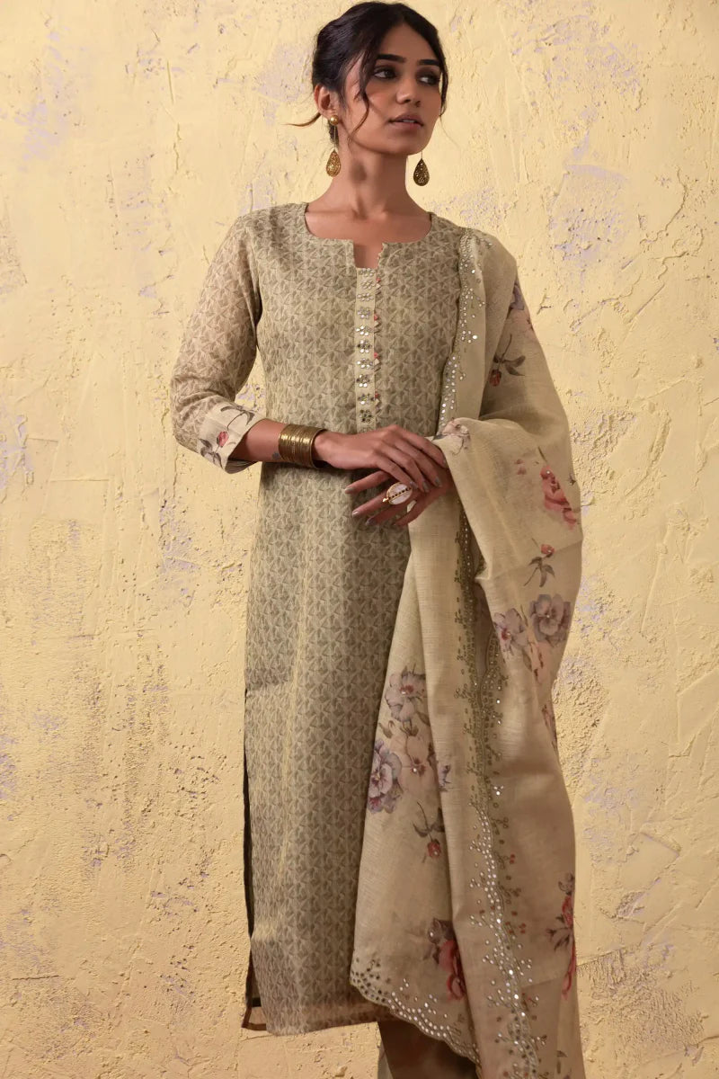 PAYAL Pear Green Kurta Suit Set with Embroidery Detailing - Payal