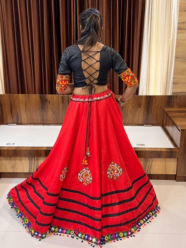 Gorgeous Red & Black Lehenga Choli | Gamthi Work & Lace Detailing