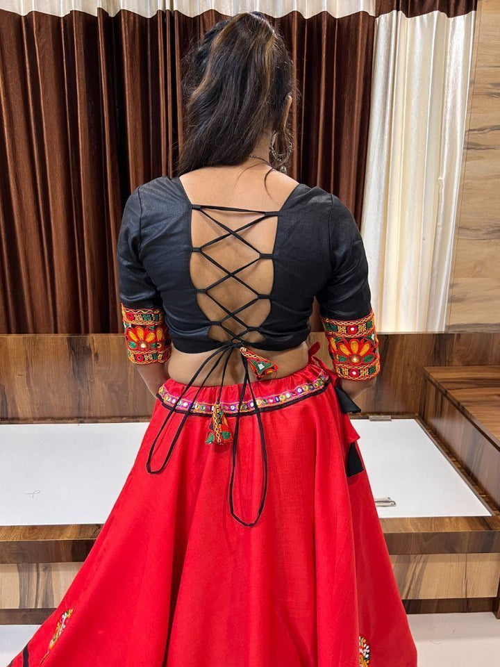 Gorgeous Red & Black Lehenga Choli | Gamthi Work & Lace Detailing