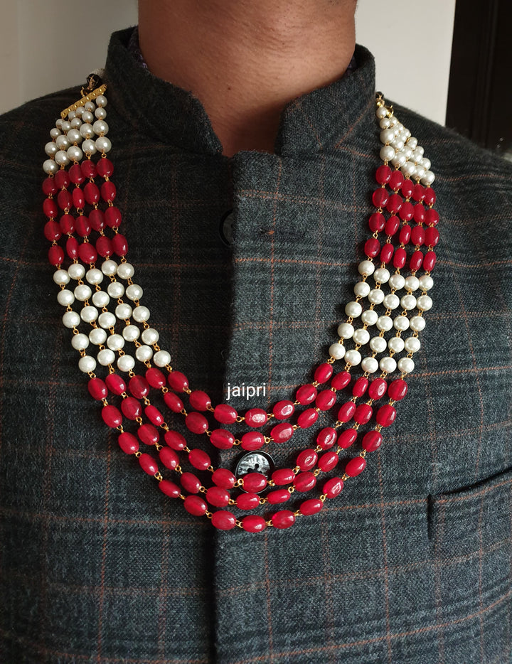 Elegant Pearl & Bead Groom Mala | Traditional Wedding Necklace