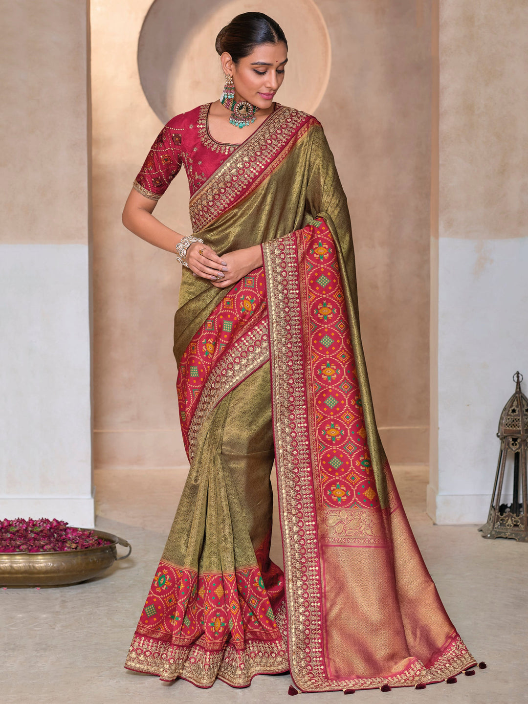 Pink silk saree crafted for elegance and style.