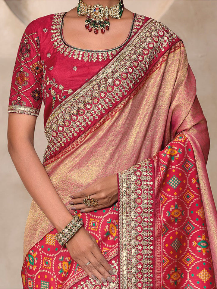 Vibrant color luxurious fabric exclusive attire crafted for elegance and style.