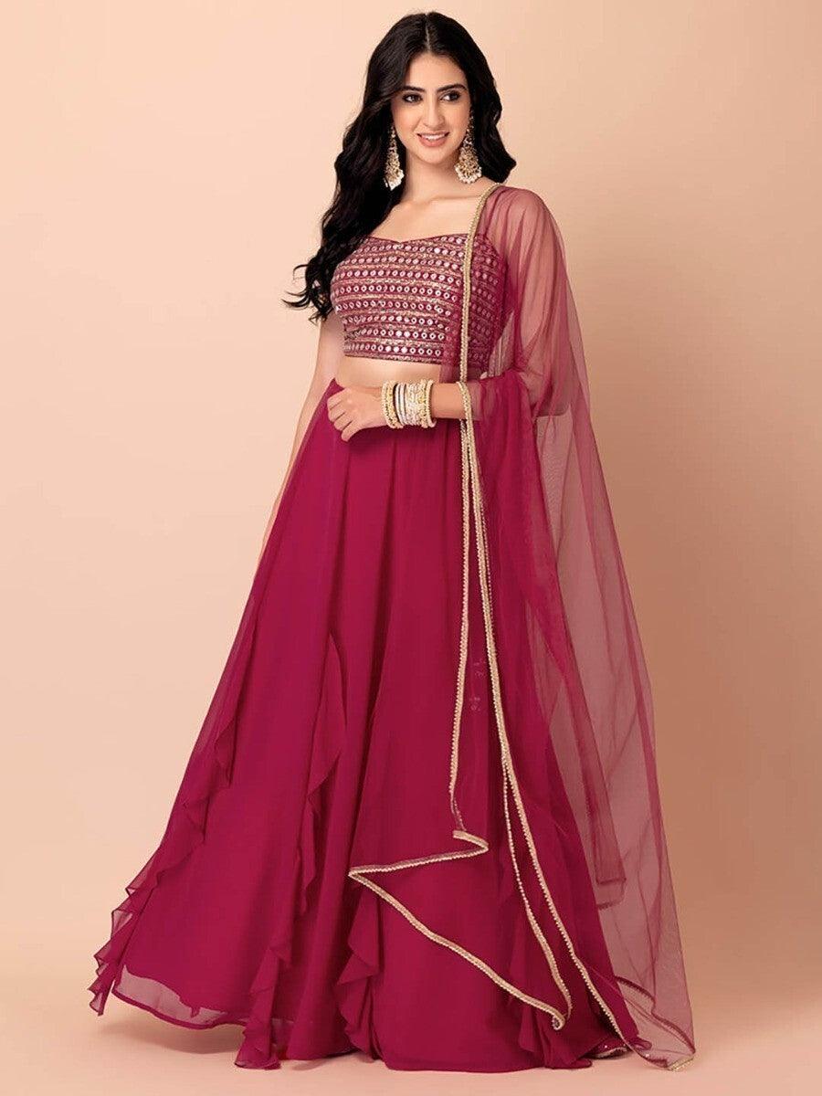 Bridal Pink Lehenga Choli with Dupatta | Soft Net & Sequin Work