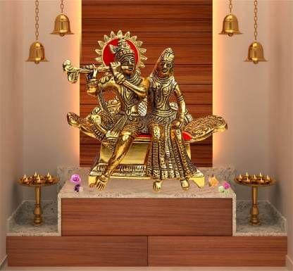 Aluminium Radha Krishna Idol | Decorative 7.5-inch Showpiece Statue