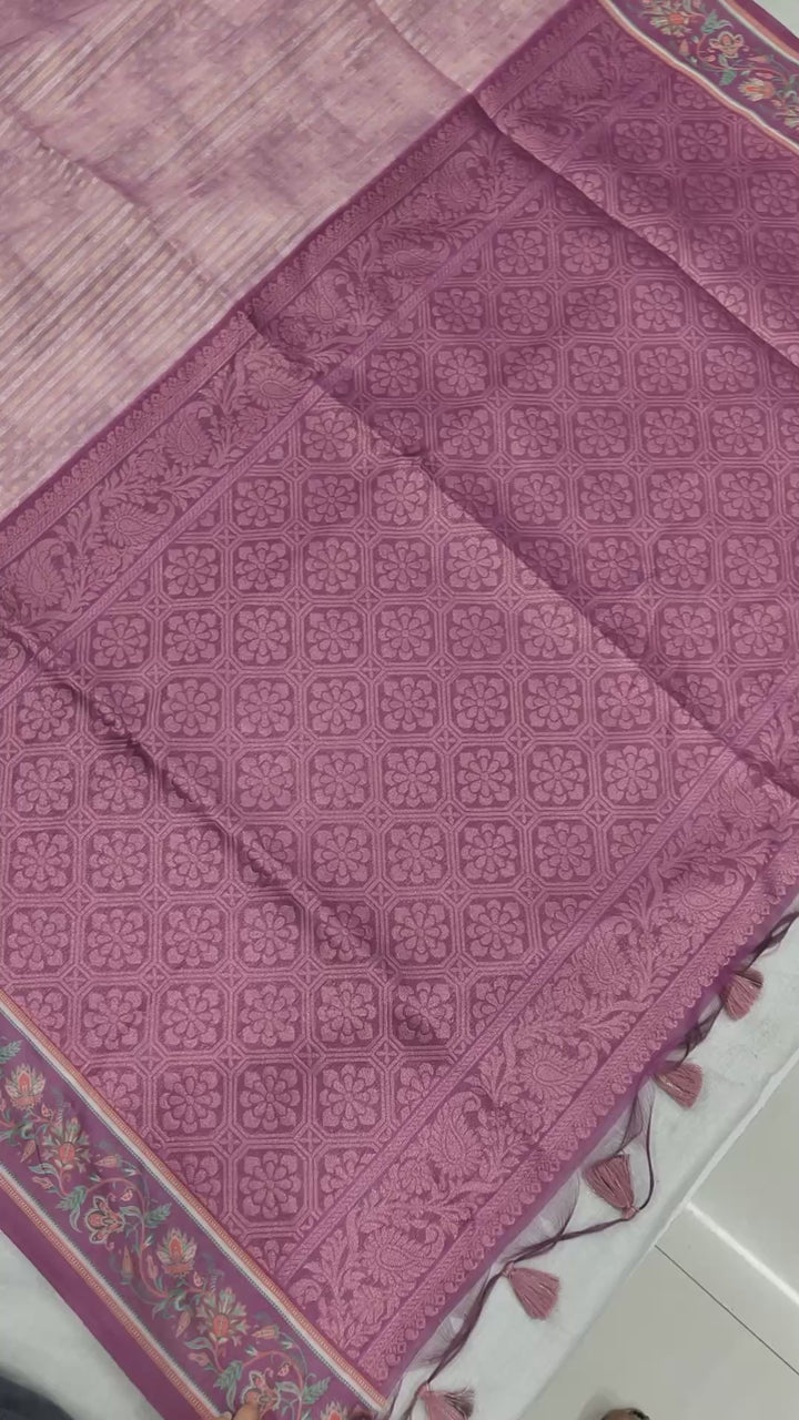 Soft Silk Saree with Floral Border | Designer Indian Sadi