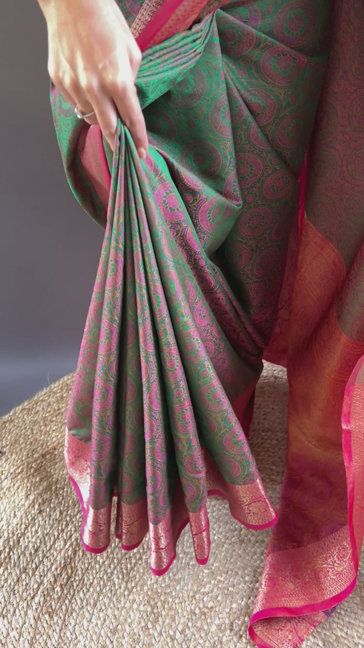 Elegant Zari-Weaved Silk Saree | Perfect for Weddings & Festive Events