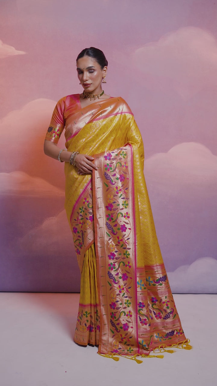 Soft Banarasi Paithani Saree | Designer Saree with Beautiful Combo