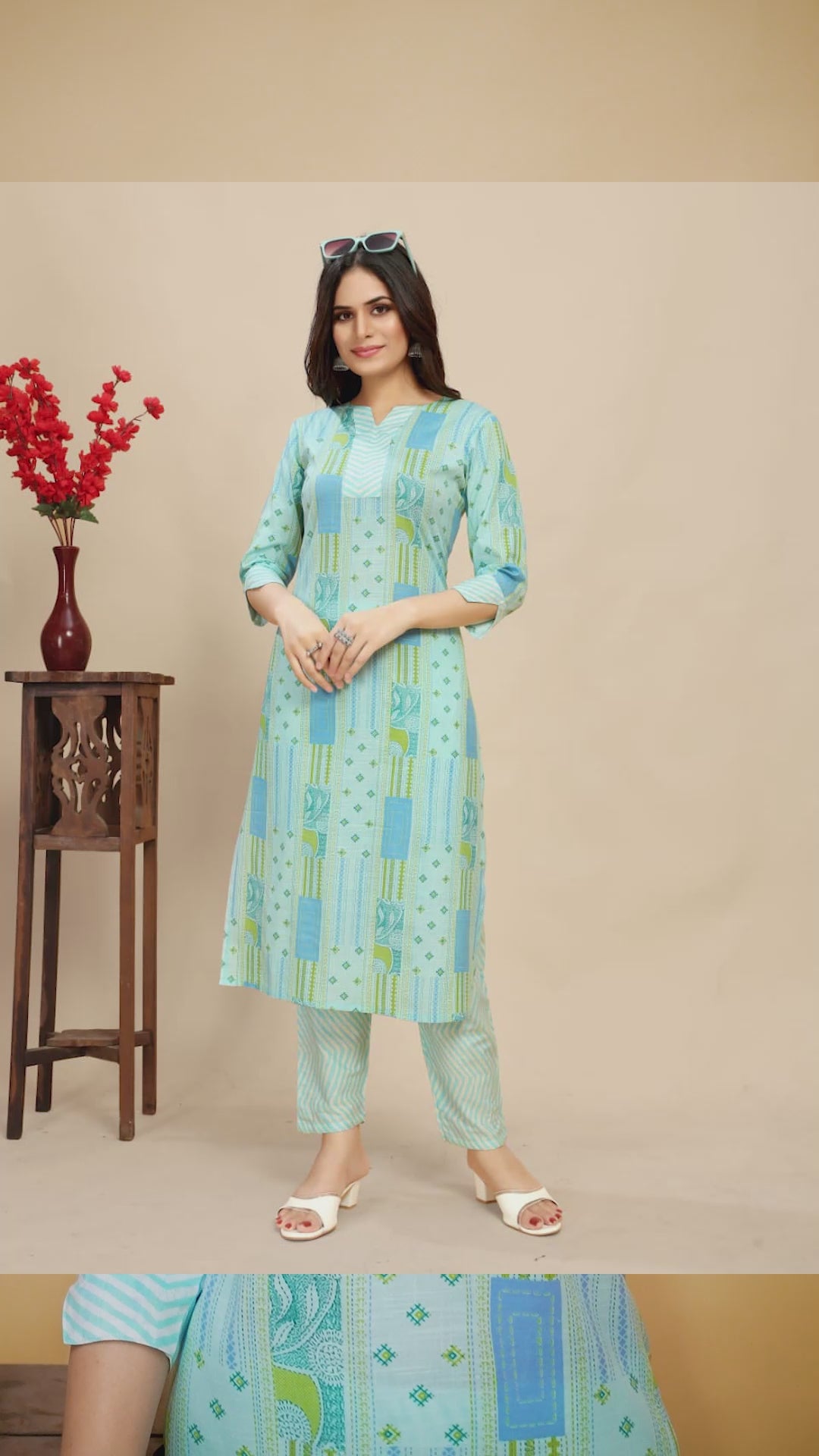 Cotton Kurti Set | Designer Printed Top & Bottom for Women