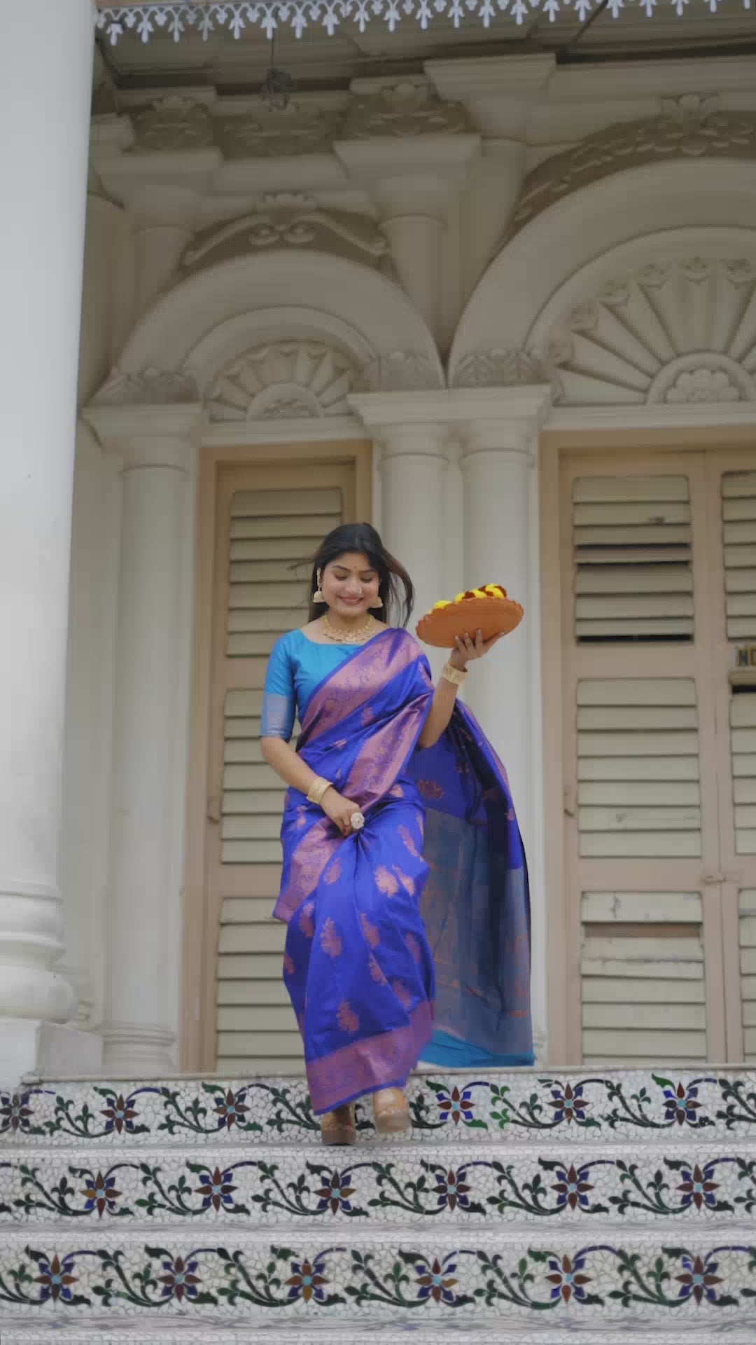 Navy Blue Fancy Saree with detailed zari weaving, ideal for Indian weddings, cultural events, and festive celebrations.