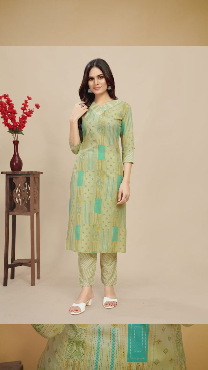 Cotton Kurti Set | Designer Printed Top & Bottom for Women