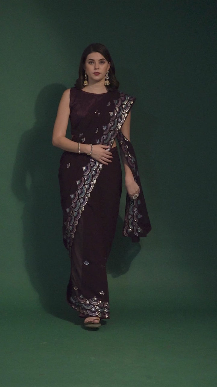 Georgette Saree with Sequance Embroidery | Mono-Banglori Blouse for Weddings