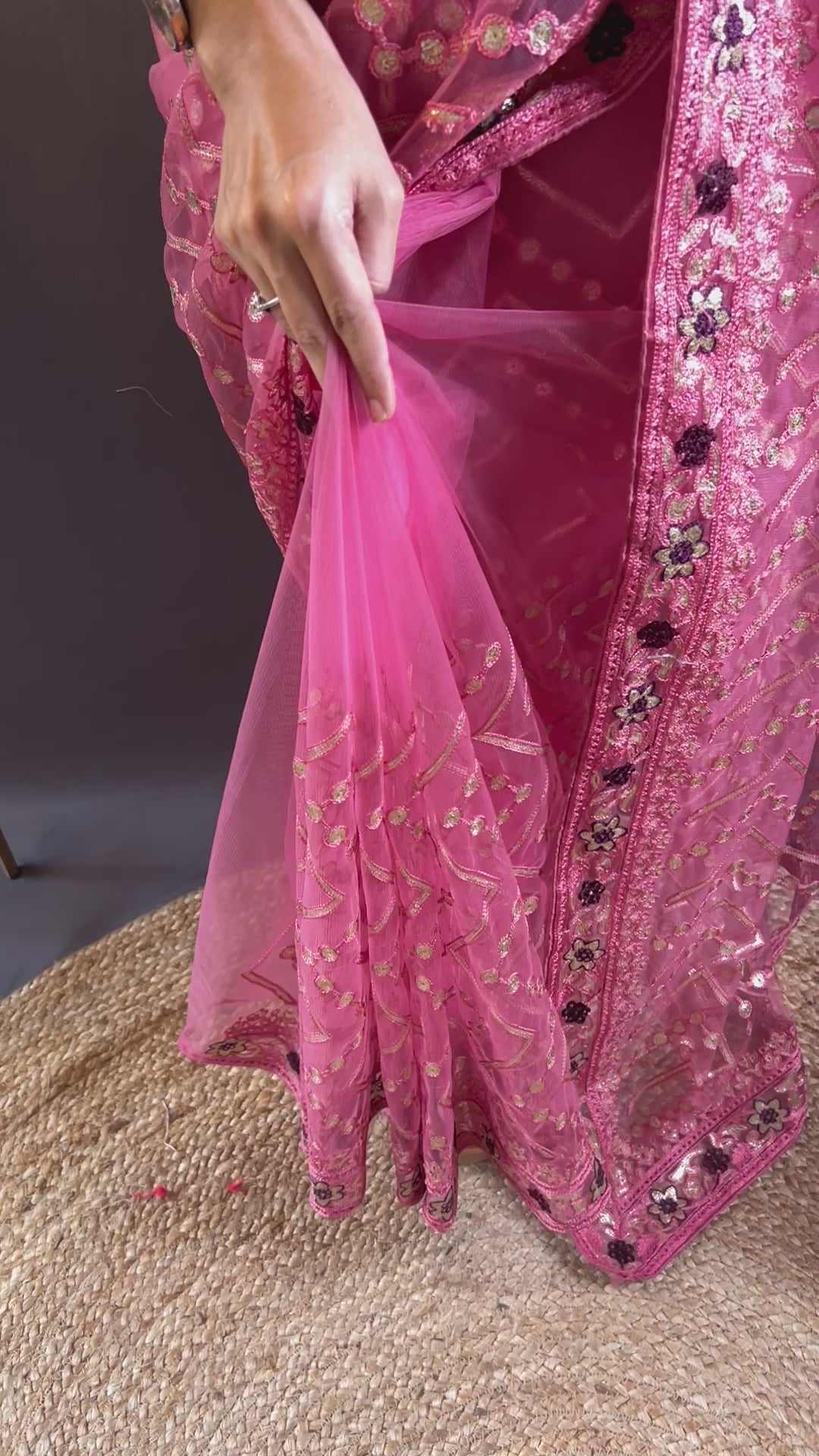 Butterfly-Net Saree with Foil & Stone Work | Perfect for Weddings & Events