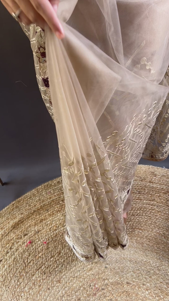 Butterfly-Net Saree with Foil & Stone Work | Perfect for Weddings & Events