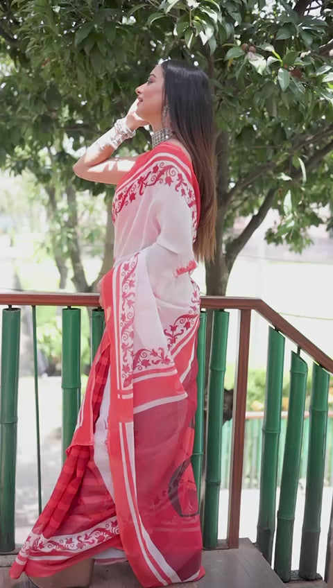 Linen Digital Printed Saree | Traditional Wedding & Festive Attire