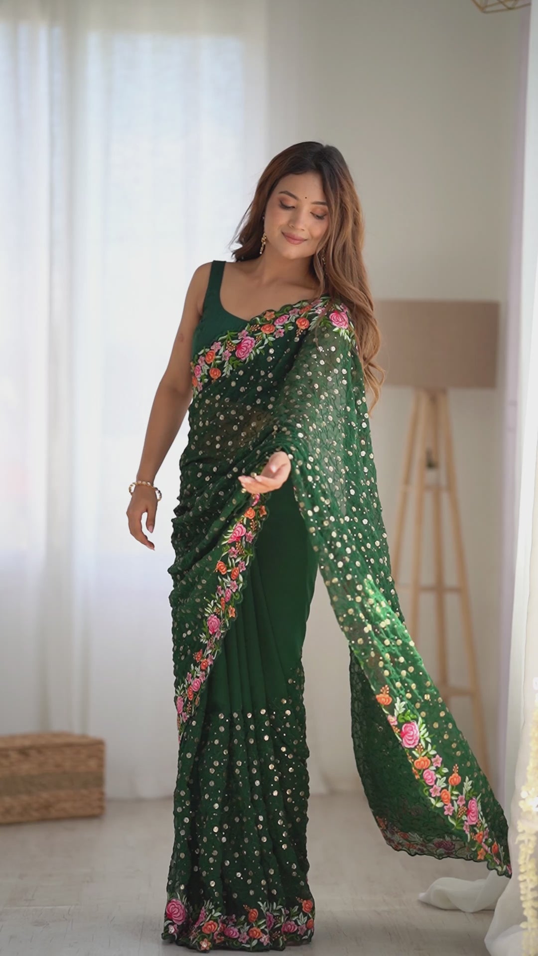 Exclusive Georgette Saree | Intricate  Multy Thread, Sequance Embroidery Work Embellishment