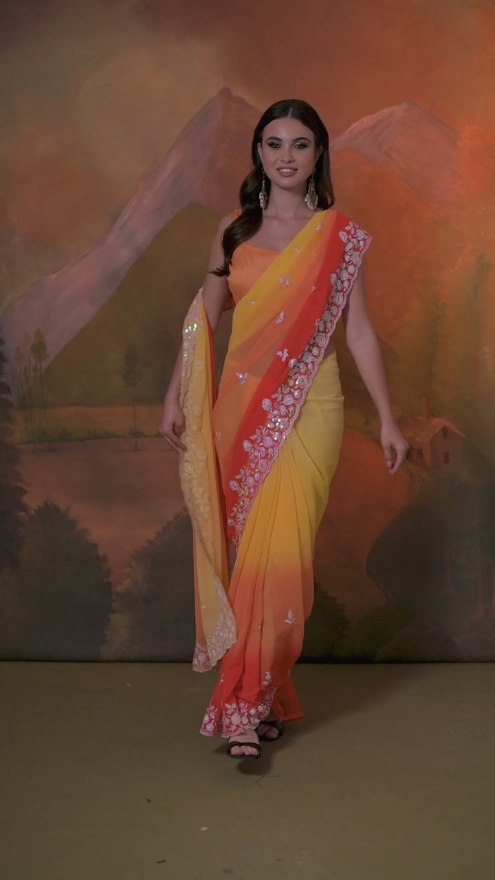 Elegant Georgette Saree with Pedding Sequins | Perfect for Parties and Weddings