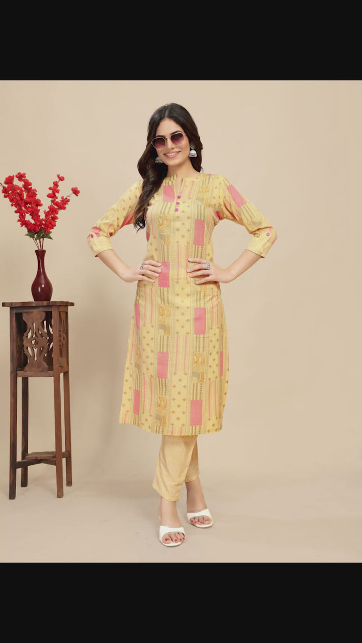 Cotton Kurti Set | Designer Printed Top & Bottom for Women