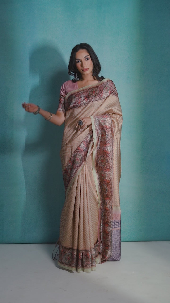 Premium Cotton Silk Saree | Traditional Indian Sari with Floral Checks